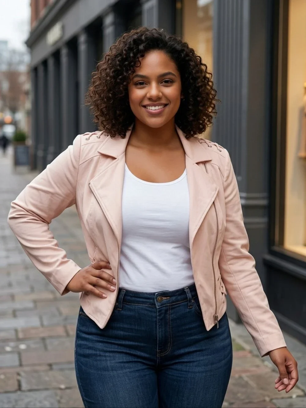 Blush Pink Lace Up Cropped Blazer Jacket Plus XL Balletcore Coquette Workwear